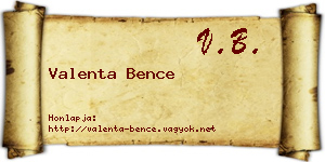 Valenta Bence névjegykártya